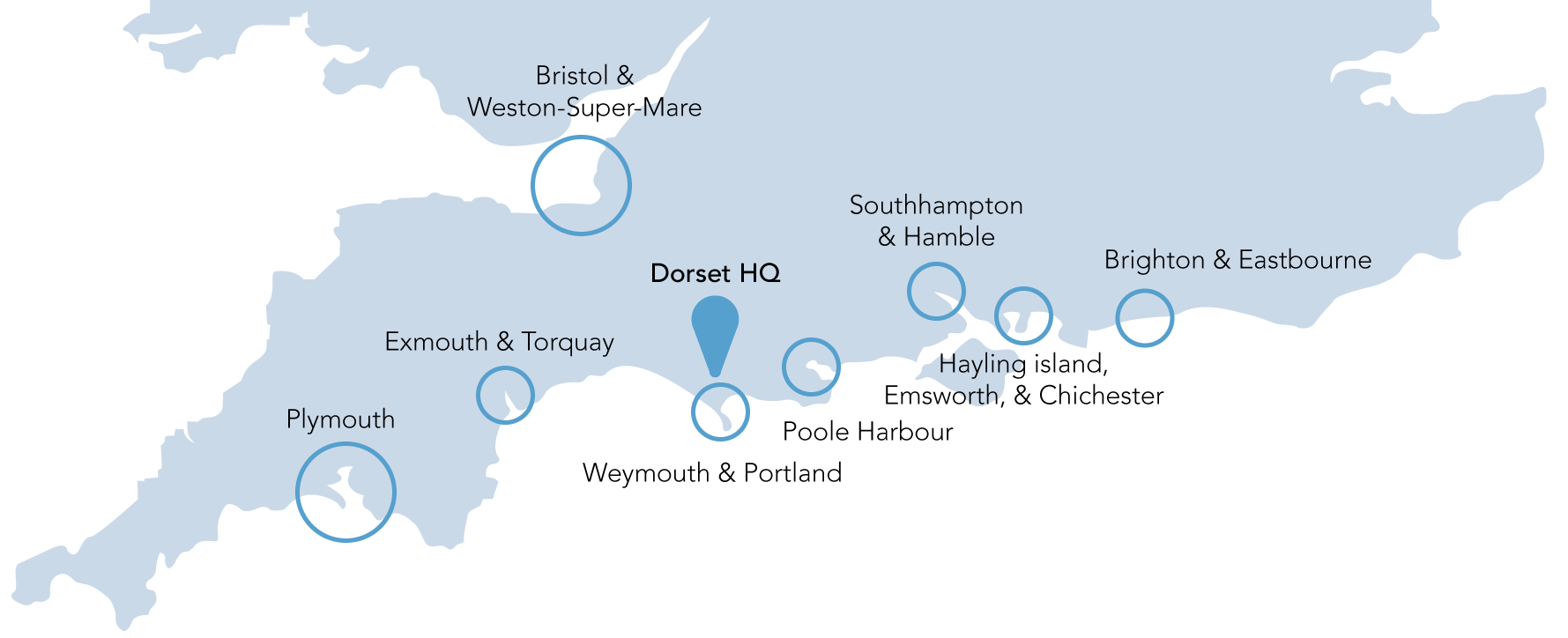 UK Yacht Surveyors Marinas & Boatyards Boat Survey, Areas Covered in South England